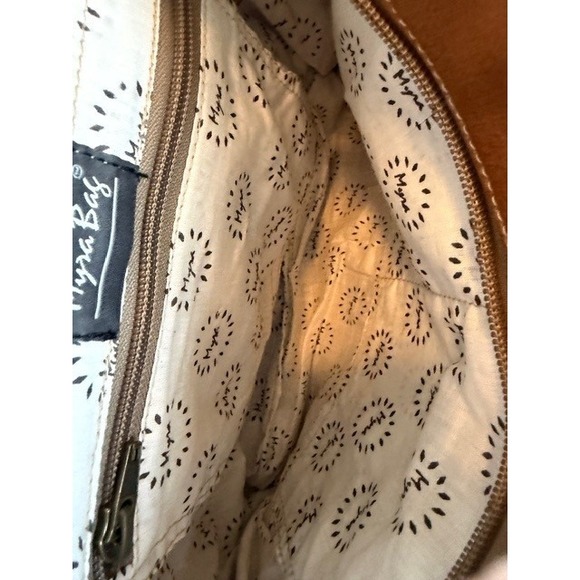Myra Bag Brown Embossed Leather Backpack with Haircalf Flap main image 5